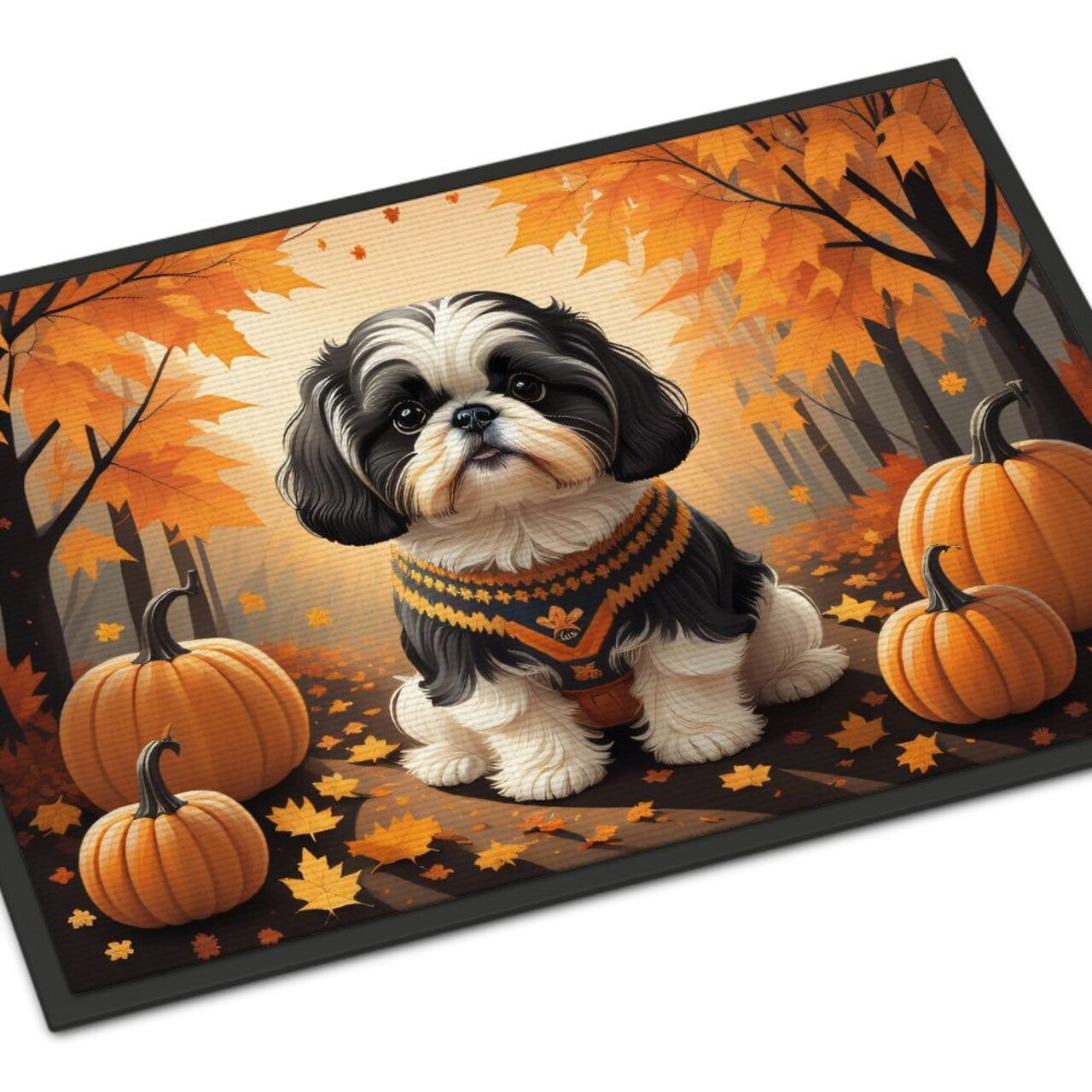 Edge Collections - 24" x 36" - Multicolor - Shih Tzu Fall Doormat Indoor Outdoor Rug - 1 Piece